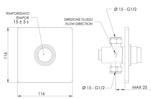 Кран порционный для душа Remer Tempor TE30Q 