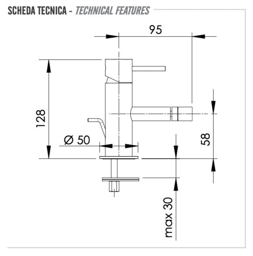 Смеситель для биде Remer X Style X20XV, сталь