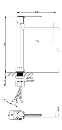 Смеситель для раковины Vincea Rondo VBF-1R2BG