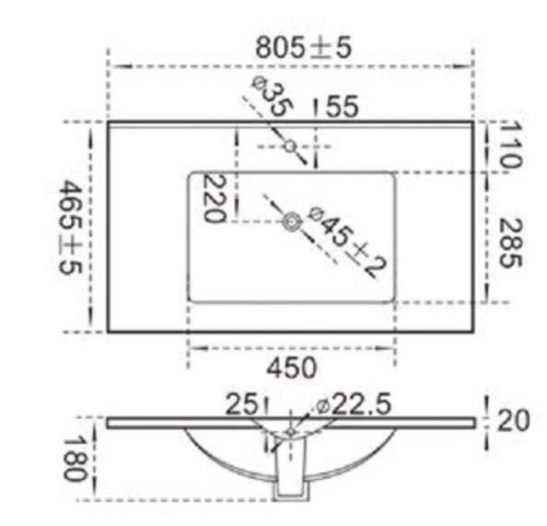 Умывальник CeramaLux 9080E