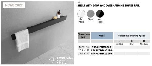 Полка с полотенцедержателем 80 см Novellini Frame R90AKFMMA380-B