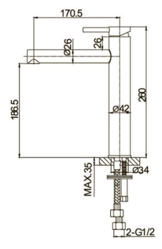 Смеситель для умывальника Caprigo Don 53-023-GUN