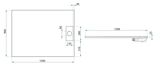 Душевой поддон Rea Bazalt white 90*120 K3302