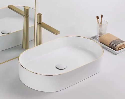 Умывальник Rea Nadia gold edge U1063