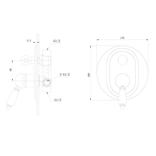 Смеситель для душа Caprigo Adria-uno 02-551-VOT