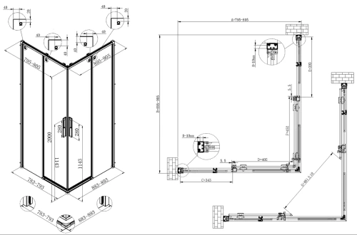 Душевой уголок Vincea Ultima VSS-7UL8090CL