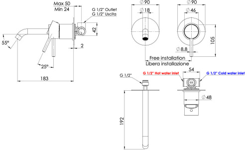 Смеситель для раковины Remer X Style X15LCNO, черный матовый