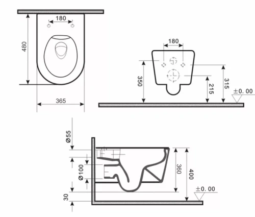 Унитаз подвесной Gid Tr2130Gm