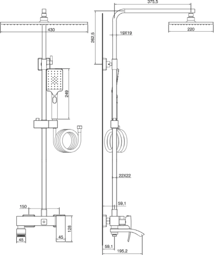 Душевая система Vivi Felice 2060 cromo