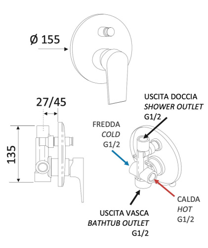 Смеситель для душа Mariani Artic В00173AT