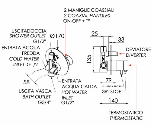 Смеситель для душа Remer Elegance NT09