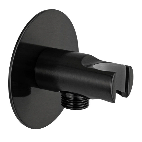 Держатель ручного душа с подключением Remer 337XCFP, черный брашированный хром