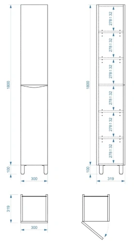 Пенал напольный Vela Каскад Чикаго 30Н (двери) петли левые RS643484