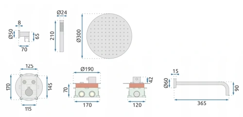 Душевая система Rea Lungo gold matt P8551