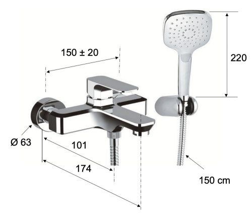 Смеситель для ванны Daniel Tiara TA61015