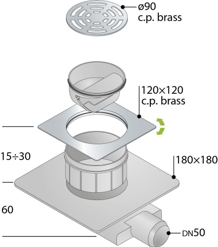 Душевой трап OMP Tea Tirana 2665.591.8
