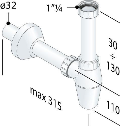 Сифон 1"1/4 OMP Tea 217.444.5 Сифон 1"1/4 OMP Tea 217.444.5
