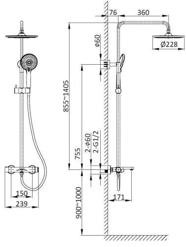 Душевая система Vincea Rondo VSFS-1R1GM