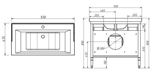 Тумба напольная Caprigo Albion 90 10313-B042