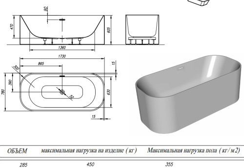 Ванна акриловая Kolpa-San Pandora FS 173x78