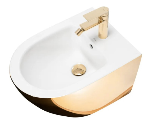 Биде подвесное Rea Carlo Mini Gold White C2288