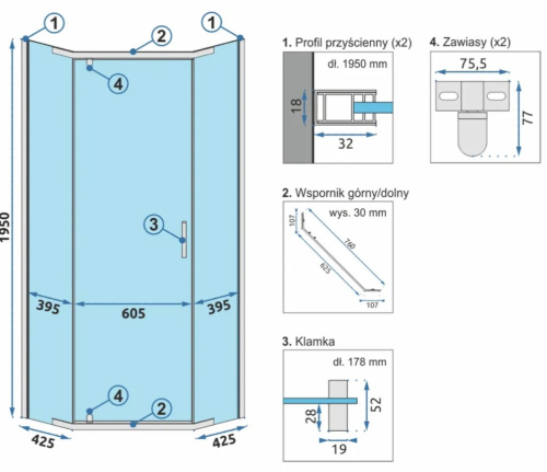 Душевой уголок Rea Axin Chrome 90x90 K8779