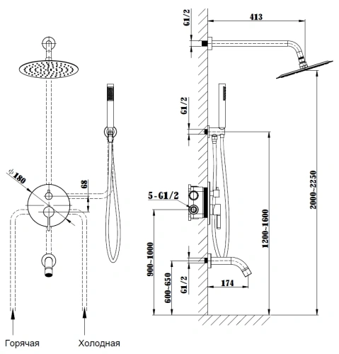 Душевая система Vincea Villa VSFW-1VL3GM