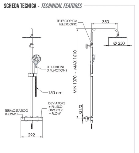 Душевая система Remer EQ32A8MPUFM25G