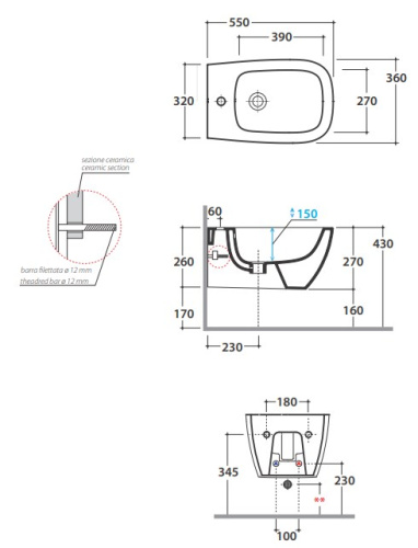 Биде подвесное Globo GENESIS GNS09BO