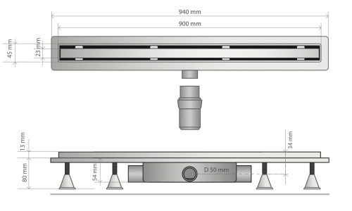 Душевой трап OMP Tea Basicflow 90 см 4943.303.8