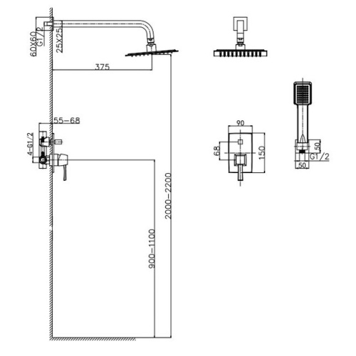Душевая система Caprigo Diamante 50-215-CRM