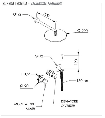 Душевая система Remer X Style X96S02O