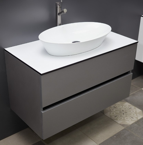 Тумба подвесная Vela Каскад Голо 90П серый матовый TU27088