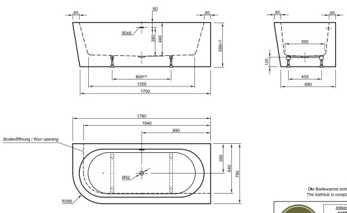 Ванна акриловая Knief Wall Corner L 0100-277-L(06S)