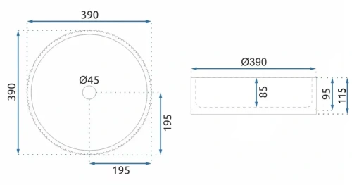 Умывальник Rea Cristal 39 Grey U8880