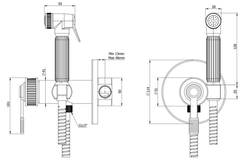 Гигиенический душ Remer Atelier AL65ZCFP, черный брашированный хром
