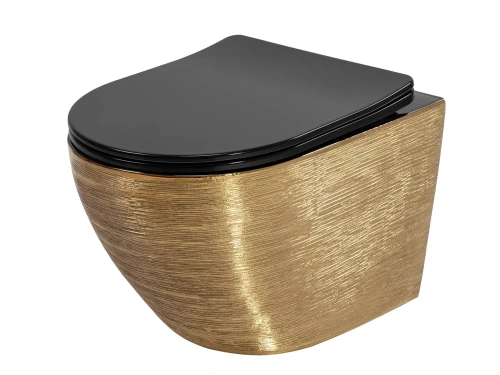 Унитаз подвесной Rea Carlo Flat Gold Brush Black C3300