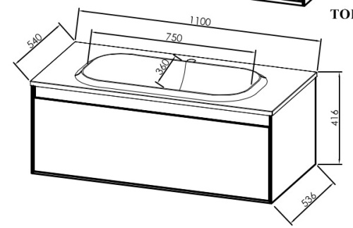 Тумба подвесная Kolpa-san Pandora OUP 110 Black stone 514220