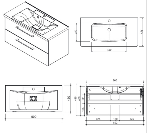 Тумба подвесная Caprigo Accord 90 2218-TP811