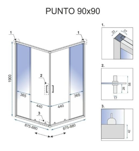 Душевой уголок Rea Punto Gold 90x90 K6440