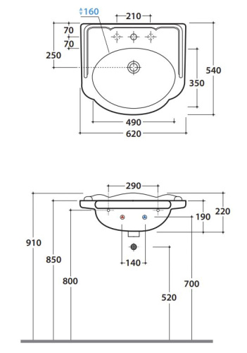 Умывальник Globo Paestum PA057BI