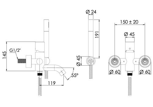 Смеситель для ванны Daniel Trilogy TG610DP