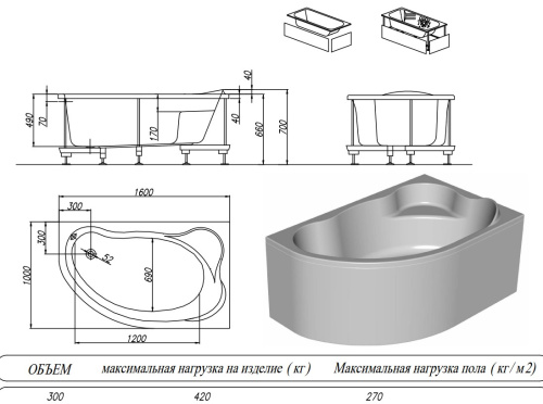 Ванна акриловая Kolpa-San Amadis 160x100 L