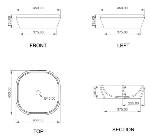 Умывальник GSG Ceramic Design Cruise CRLAVQU45000