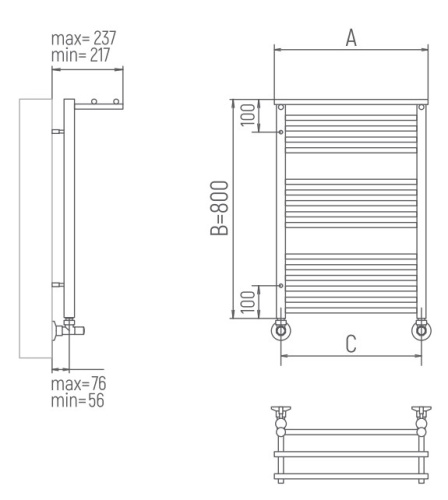 Полотенцесушитель водяной Ukko Астрид П16 с полкой 500х800