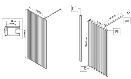 Душевая стенка Vincea Walk-In VSW-1HP100FLBG