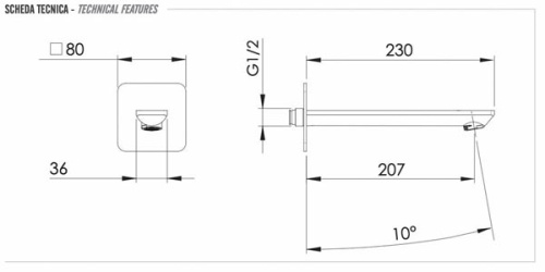 Излив настенный 23 см Remer Energy 91EYL