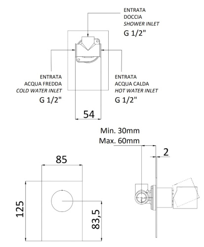 Смеситель для душа Remer Edge EG530NO, черный матовый