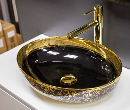 Умывальник Rea Margot Black Gold U8978