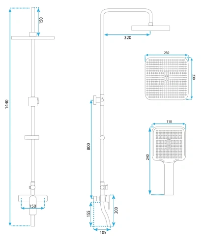 Душевая система Rea Argus chrom P7856